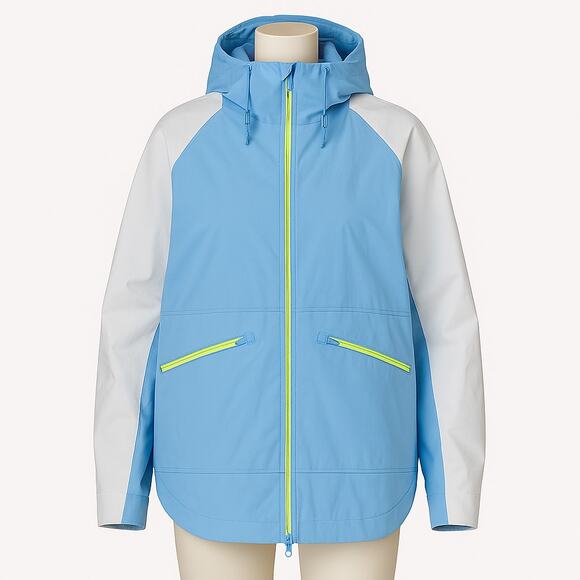 Free People Movement Singin’ in the Rain Packable Rain Jacket Blue White Large - Picture 1 of 13